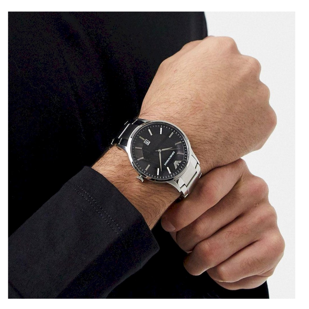 Emporio Armani Renato Quartz Black Dial Silver Steel Strap Watch For Men - AR11181 Buy Now By Emporio Armani