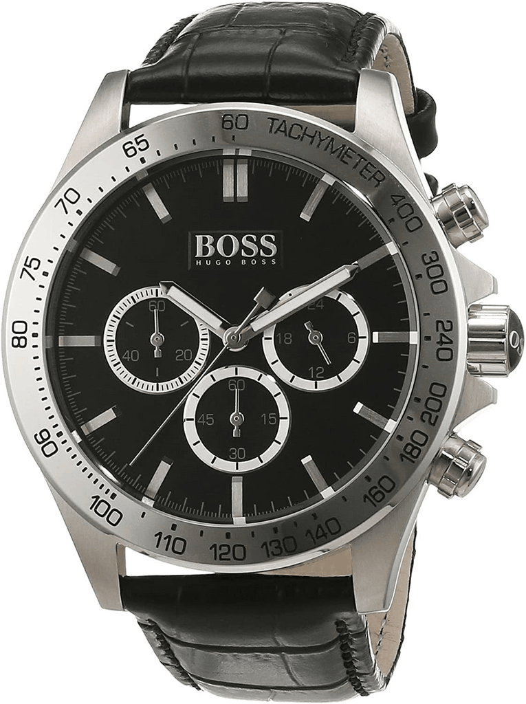 Hugo Boss Ikon Black Dial Black Leather Strap Watch for Men - 1513178 Buy Now By Hugo Boss
