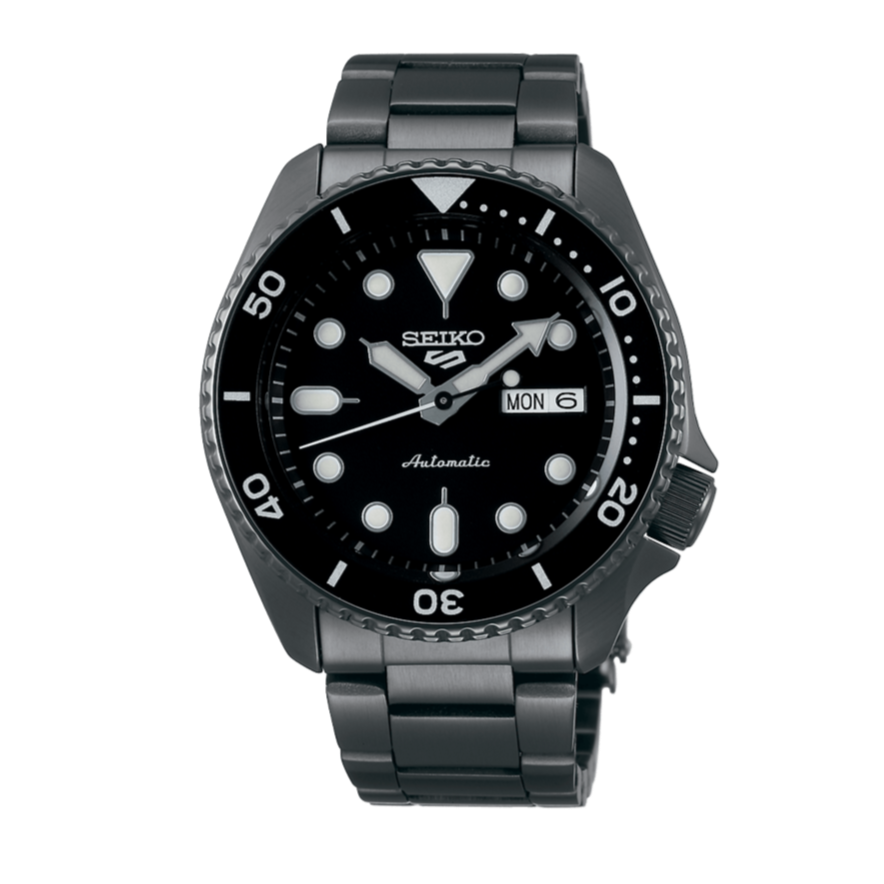 Seiko 5 Sports Automatic Black Dial Black Steel Strap Watch For Men - SRPD65K1 Buy Now By Seiko
