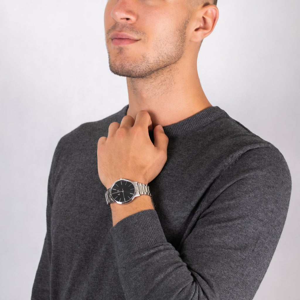 Armani Exchange Cayde Analog Black Dial Silver Steel Strap Watch For Men - AX2700 Buy Now By Armani Exchange