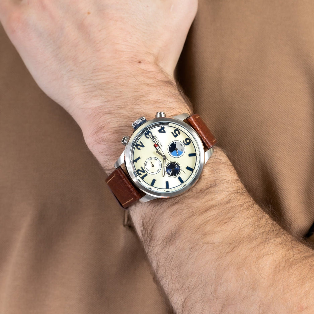 Tommy Hilfiger Jackson Multi-Function Silver Dial Brown Leather Strap Watch for Men - 1791239 Buy Now By Tommy Hilfiger
