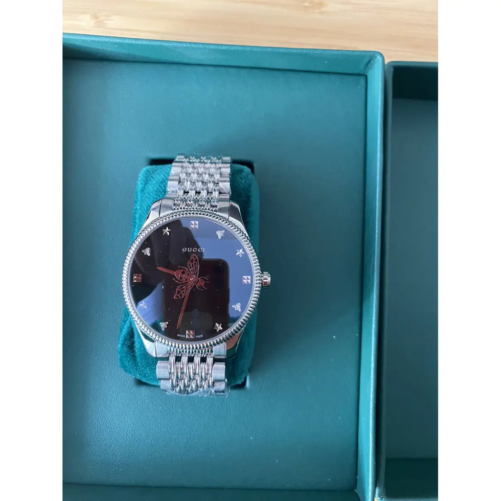 Gucci G Timeless Automatic Black Dial Silver Steel Strap Watch For Men - YA126353 Buy Now By Gucci