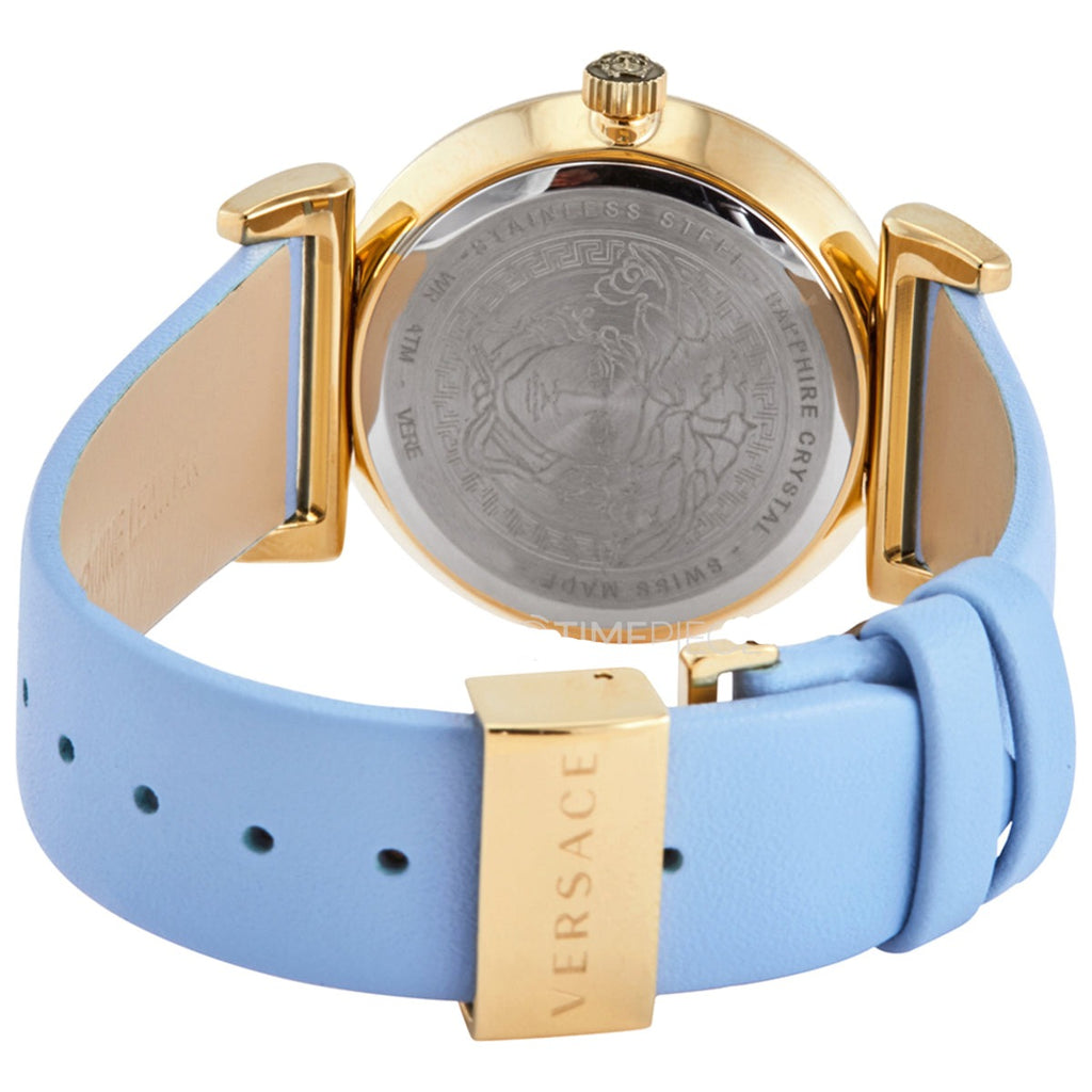 Versace V-Motif Grey Dial Blue Leather Strap Watch for Women - VERE00318 Buy Now By Versace
