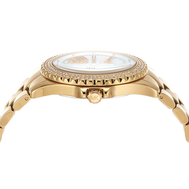 Michael Kors Everest Three Hand Mother of Pearl White Dial Gold Steel Strap Watch For Women - MK7401 Buy Now By Michael Kors