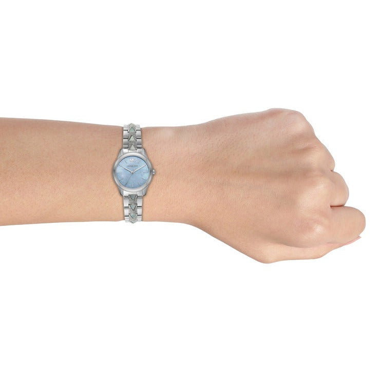 Michael Kors Runway Mercer Quartz Mother of Pearl Blue Dial Silver Steel Strap Watch For Women - MK6857 Buy Now By Michael Kors
