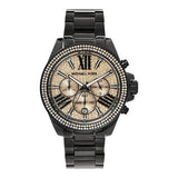 Michael Kors Wren Chronograph Gold Diamonds Dial Black Steel Strap Watch for Women - MK5879 Buy Now By Michael Kors