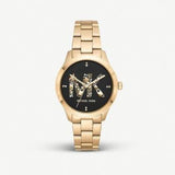 Michael Kors Runway Quartz Black Dial Gold Steel Strap Watch For Women - MK6682 Buy Now By Michael Kors