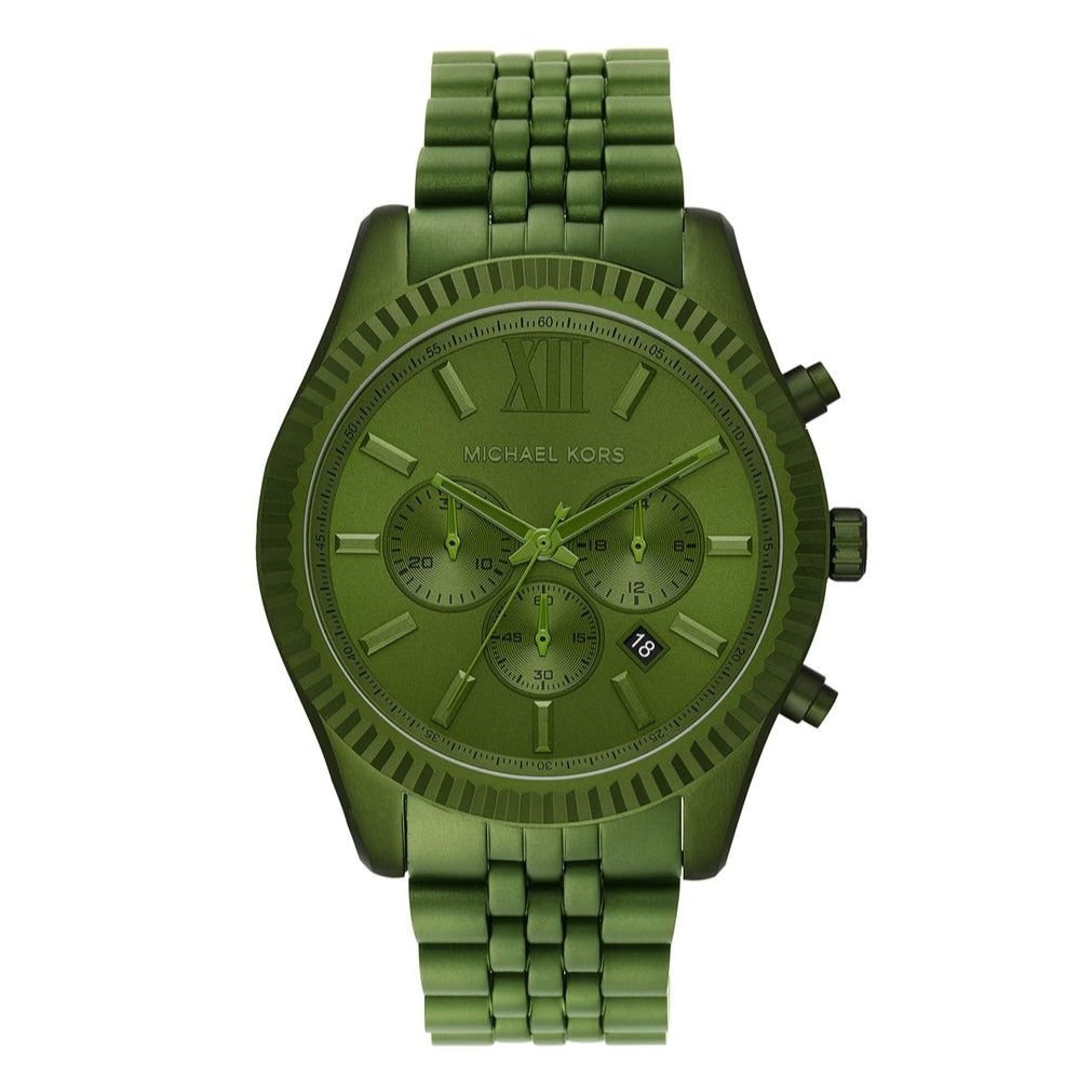 Michael Kors Lexington Chronograph Green Dial Green Steel Strap Watch For Men - MK8790 Buy Now By Michael Kors