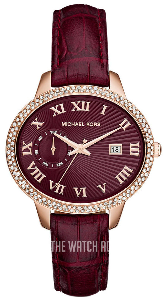Michael Kors Whitley Quartz Burgundy Dial Burgundy Leather Strap Watch For Women - MK2430 Buy Now By Michael Kors