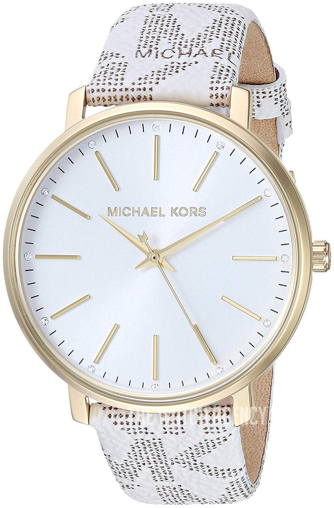 Michael Kors Pyper Quartz Silver Dial White Leather Strap Watch For Women - MK2858 Buy Now By Michael Kors