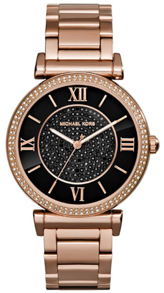 Michael Kors Catlin Black Diamonds Dial Rose Gold Steel Strap Watch for Women - MK3356 Buy Now By Michael Kors