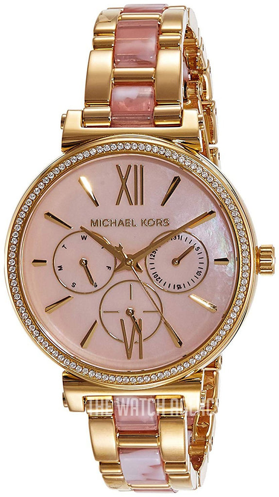 Michael Kors Sofie Crystals Mother of Pearl Pink Dial Two Tone Steel Strap Watch For Women - MK4344 Buy Now By Michael Kors