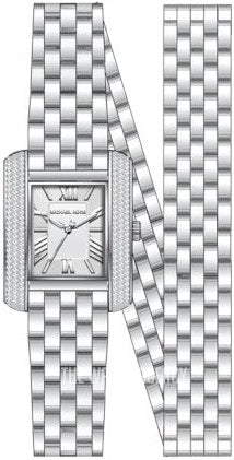 Michael Kors Emery Pave Double Wrap White Dial Silver Steel Strap Watch for Women - MK4834 Buy Now By Michael Kors