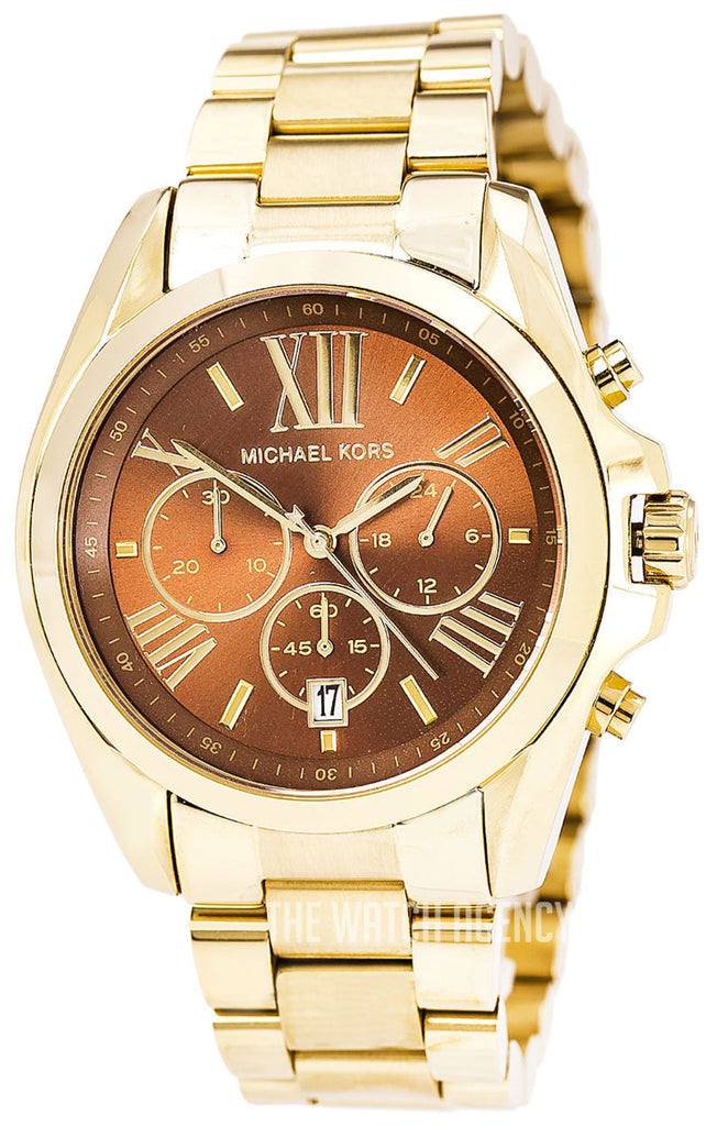 Michael Kors Bradshaw Brown Dial Gold Steel Strap Watch for Women - MK5502 Buy Now By Michael Kors