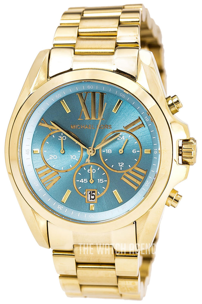 Michael Kors Bradshaw Chronograph Blue Dial Gold Steel Strap Watch For Women - MK5975 Buy Now By Michael Kors