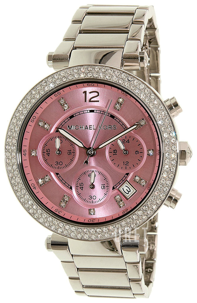 Michael Kors Parker Chronograph Pink Dial Silver Steel Strap Watch For Women - MK6105 Buy Now By Michael Kors