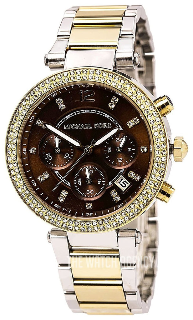 Michael Kors Parker Chronograph Brown Dial Two Tone Steel Strap Watch for Women - MK6118 Buy Now By Michael Kors