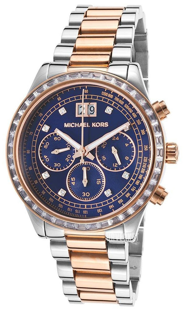 Michael Kors Brinkley Blue Dial Two Tone Steel Strap Watch for Women - MK6205 Buy Now By Michael Kors