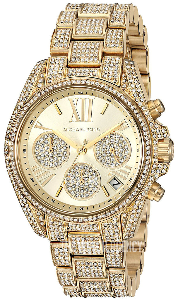 Michael Kors Mini Bradshaw Crystals Gold Dial Gold Steel Strap Watch For Women - MK6494 Buy Now By Michael Kors