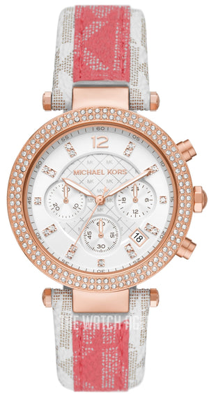 Michael Kors Parker Chronograph White Dial Two Tone Leather Strap Watch For Women - MK6951 Buy Now By Michael Kors