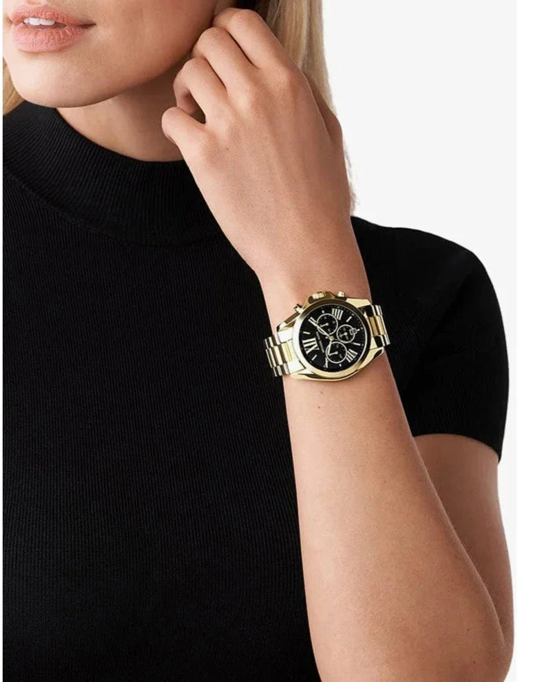 Michael Kors Bradshaw Chronograph Black Dial Gold Steel Strap Watch For Women - MK6959 Buy Now By Michael Kors