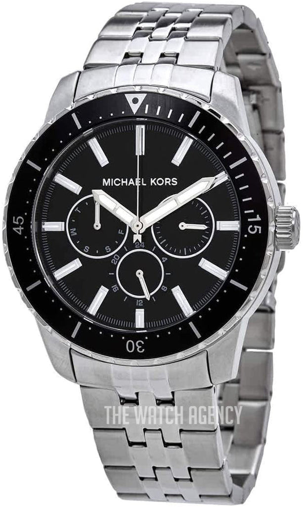 Michael Kors Cunningham Multifunction Black Dial Silver Steel Strap Watch For Men - MK7156 Buy Now By Michael Kors