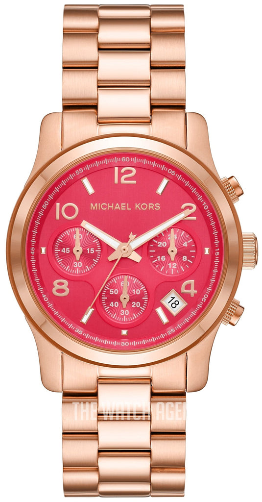 Michael Kors Runway Chronograph Pink Dial Rose Gold Steel Strap Watch For Women - MK7352 Buy Now By Michael Kors