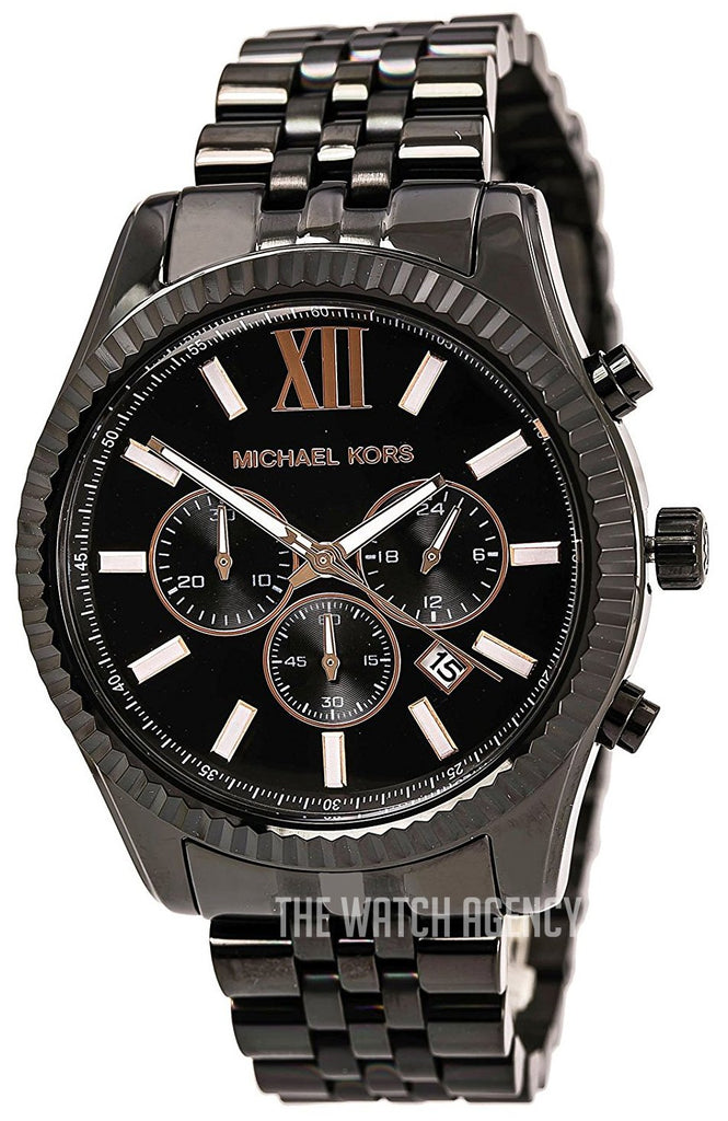 Michael Kors Lexington Chronograph Black Dial Black Steel Strap Watch For Men - MK8467 Buy Now By Michael Kors