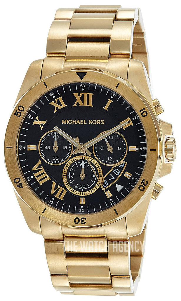 Michael Kors Brecken Chronograph Quartz Black Dial Gold Steel Strap Watch For Men - MK8481 Buy Now By Michael Kors