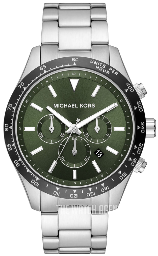 Michael Kors Layton Chronograph Green Dial Silver Steel Strap Watch For Men - MK8912 Buy Now By Michael Kors