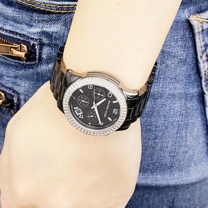 Michael Kors Runway Black Dial Black Steel Strap Watch for Women - MK5190 Buy Now By Michael Kors
