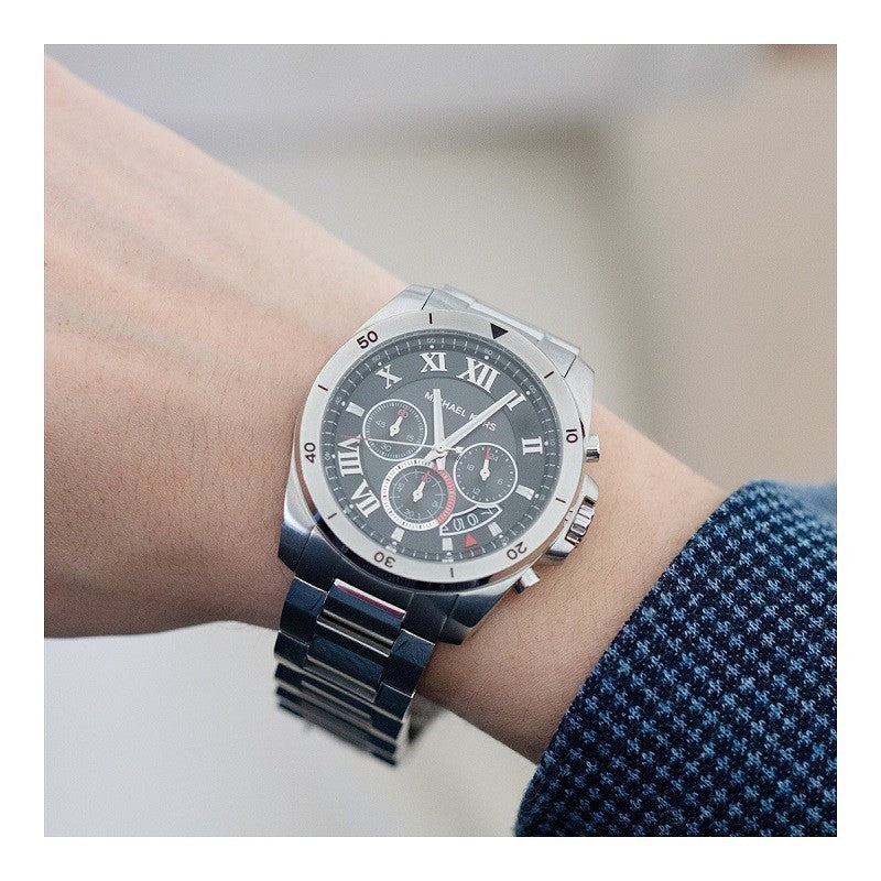 Michael Kors Brecken Chronograph Quartz Black Dial Silver Steel Strap Watch For Men - MK8438 Buy Now By Michael Kors