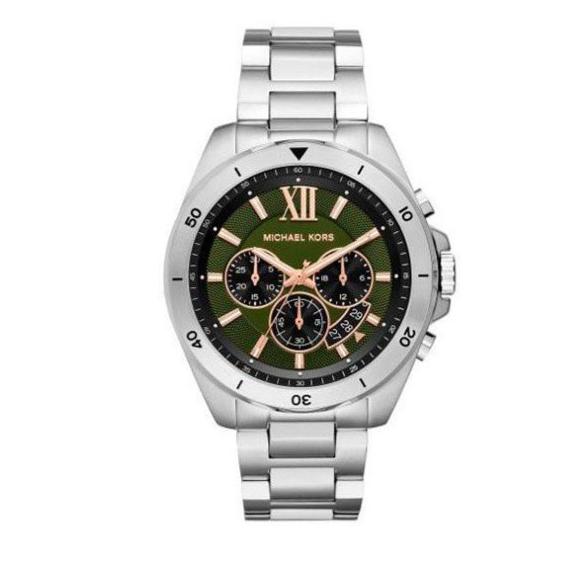 Michael Kors Brecken Chronograph Green Dial Silver Steel Strap Watch For Men - MK8984 Buy Now By Michael Kors