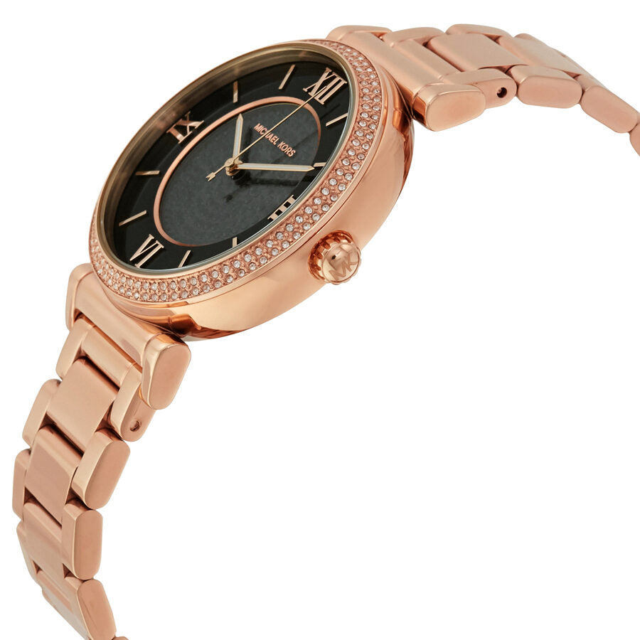 Michael Kors Catlin Black Diamonds Dial Rose Gold Steel Strap Watch for Women - MK3356 Buy Now By Michael Kors