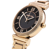 Michael Kors Catlin Black Diamonds Dial Rose Gold Steel Strap Watch for Women - MK3356 Buy Now By Michael Kors