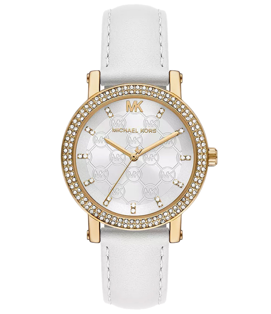 Michael Kors Corey Three Hand White Dial White Leather Strap Watch For Women - MK2985 Buy Now By Michael Kors