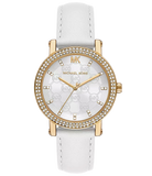 Michael Kors Corey Three Hand White Dial White Leather Strap Watch For Women - MK2985 Buy Now By Michael Kors