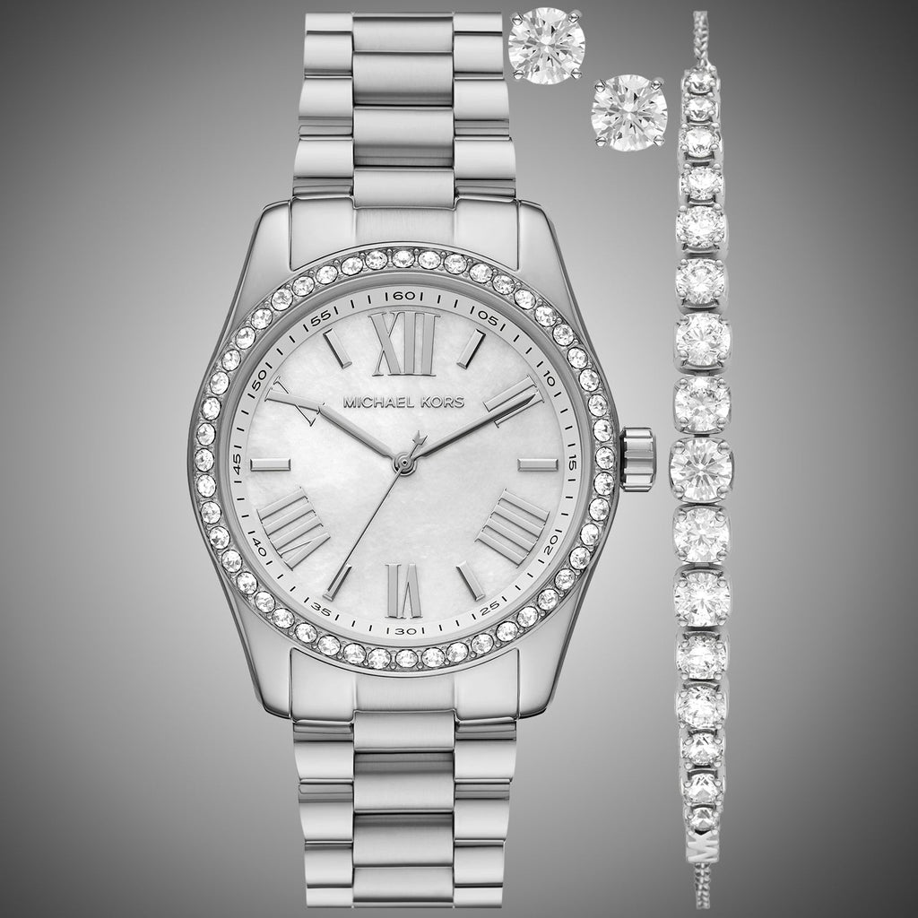 Michael Kors Lexington Crystals Mother of Pearl White Dial Silver Steel Strap Watch for Women - MK1087 Buy Now By Michael Kors