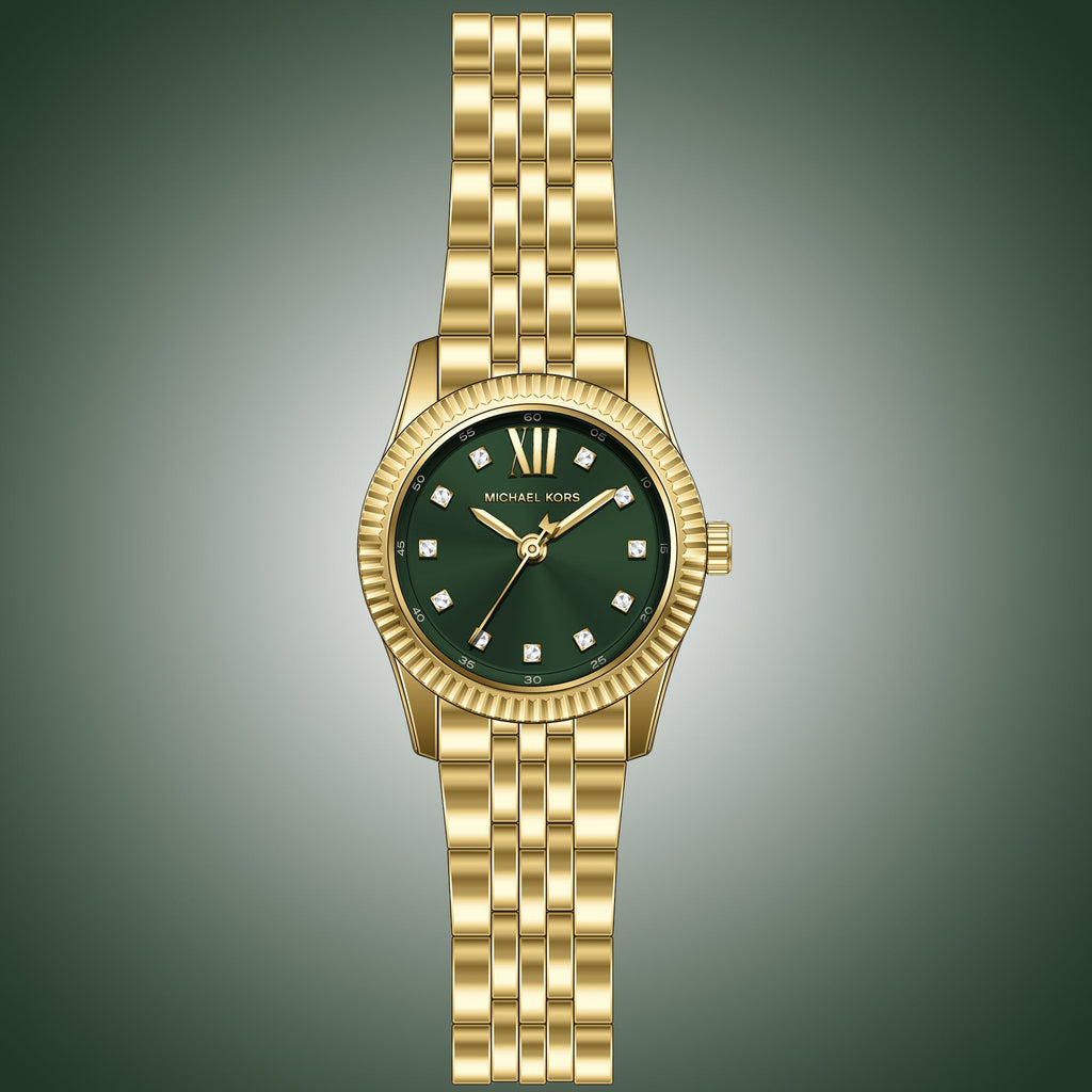 Michael Kors Lexington Pave Three-Hand Green Dial Gold Steel Strap Watch for Women - MK4842 Buy Now By Michael Kors