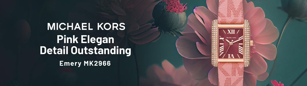 Michael Kors Emery Quartz Diamonds Red Dial Pink Leather Strap Watch For Women - MK2966 Buy Now By Michael Kors