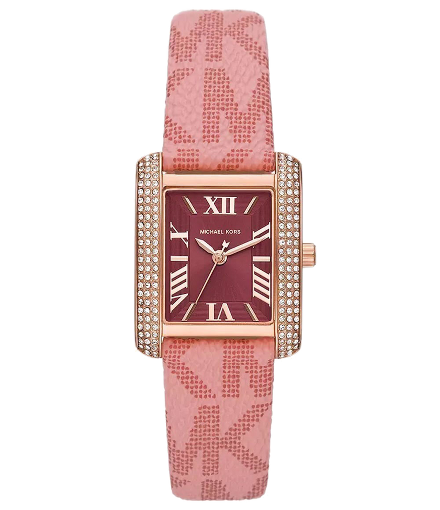 Michael Kors Emery Quartz Diamonds Red Dial Pink Leather Strap Watch For Women - MK2966 Buy Now By Michael Kors
