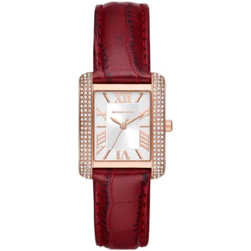 Michael Kors Emery Quartz Diamonds Silver Dial Red Leather Strap Watch For Women - MK4689 Buy Now By Michael Kors