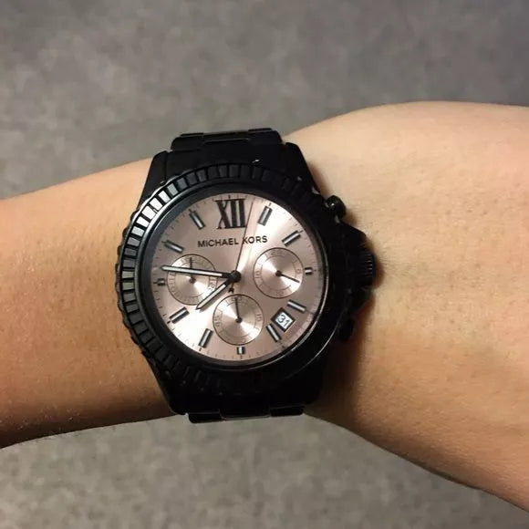 Michael Kors Everest Quartz Rose Gold Dial Black Steel Strap Watch For Women - MK5872 Buy Now By Michael Kors