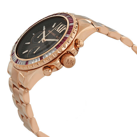 Michael Kors Everest Chronograph Black Dial Rose Gold Steel Strap Watch for Women - MK6972 Buy Now By Michael Kors