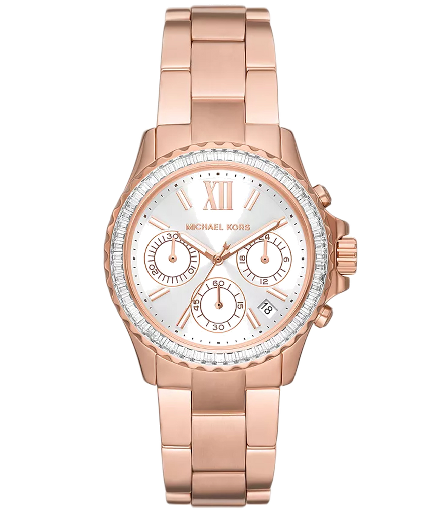Michael Kors Everest Chronograph Silver Dial Rose Gold Steel Strap Watch For Women - MK7213 Buy Now By Michael Kors