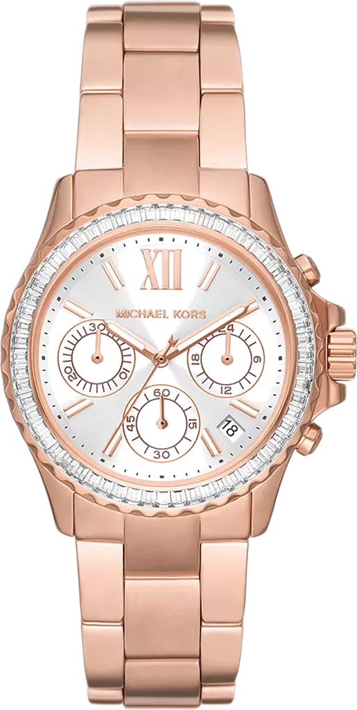 Michael Kors Everest Chronograph Silver Dial Rose Gold Steel Strap Watch For Women - MK7213 Buy Now By Michael Kors