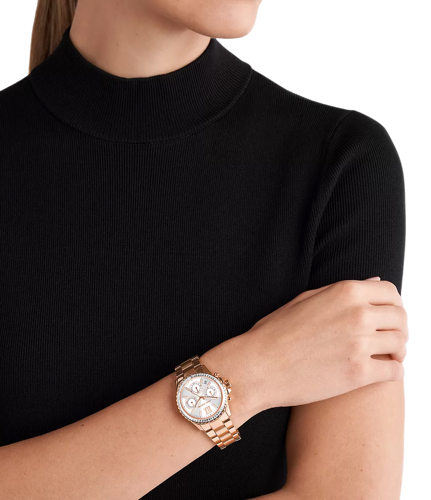 Michael Kors Everest Chronograph Silver Dial Rose Gold Steel Strap Watch For Women - MK7213 Buy Now By Michael Kors