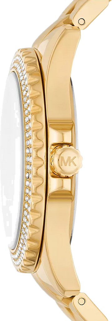 Michael Kors Everest Three Hand Mother of Pearl White Dial Gold Steel Strap Watch For Women - MK7401 Buy Now By Michael Kors