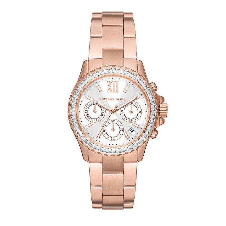Michael Kors Everest Chronograph Silver Dial Rose Gold Steel Strap Watch For Women - MK7213 Buy Now By Michael Kors