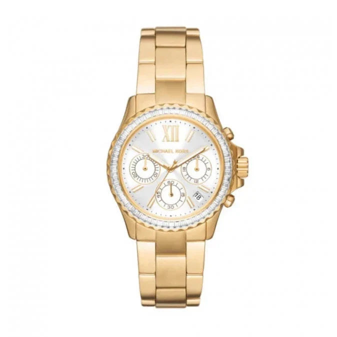 Michael Kors Everest Chronograph White Dial Gold Steel Strap Watch For Women - MK7212 Buy Now By Michael Kors